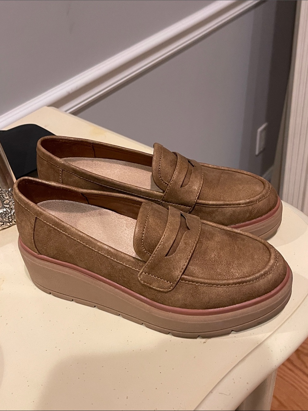 Dr. Scholl's Brown Suede-Look Penny Loafers - Picture 5 of 5
